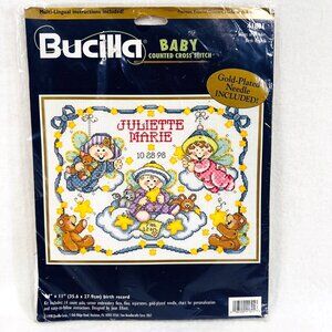Bucilla Baby Counted Cross Stitch Birth Record Kit - New/Sealed (1998)